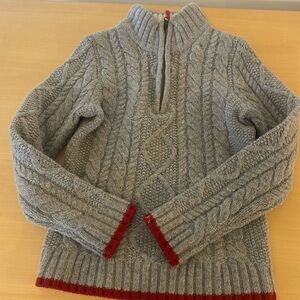 Mini Boden grey half zip cable knit sweater